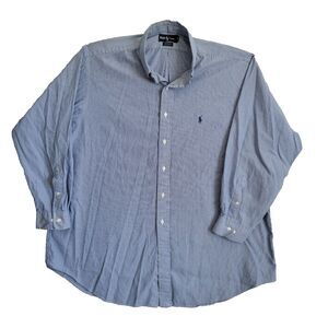 Ralph Lauren Shirt Mens 18 34/35 Blue Shirt Yarmouth Long Sleeve Classic Fit